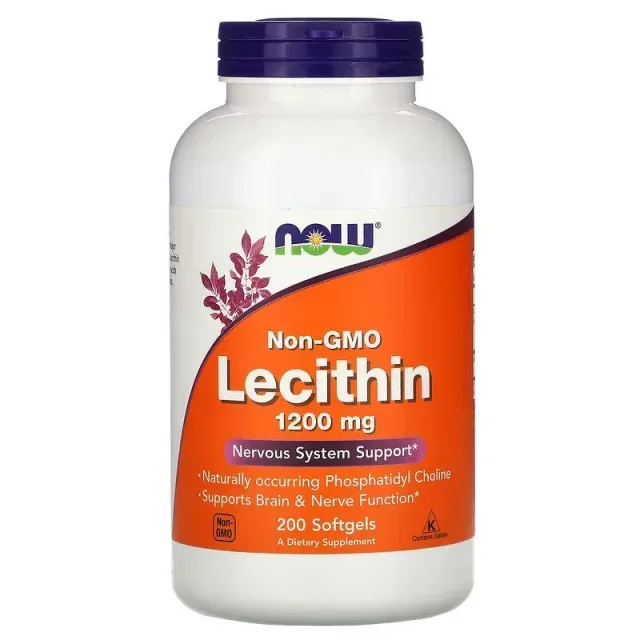 Натуральна добавка NOW Lecithin 1200 mg, 200 капсул