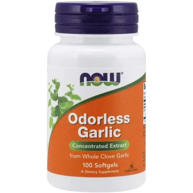 Натуральна добавка NOW Odorless Garlic, 100 капсул