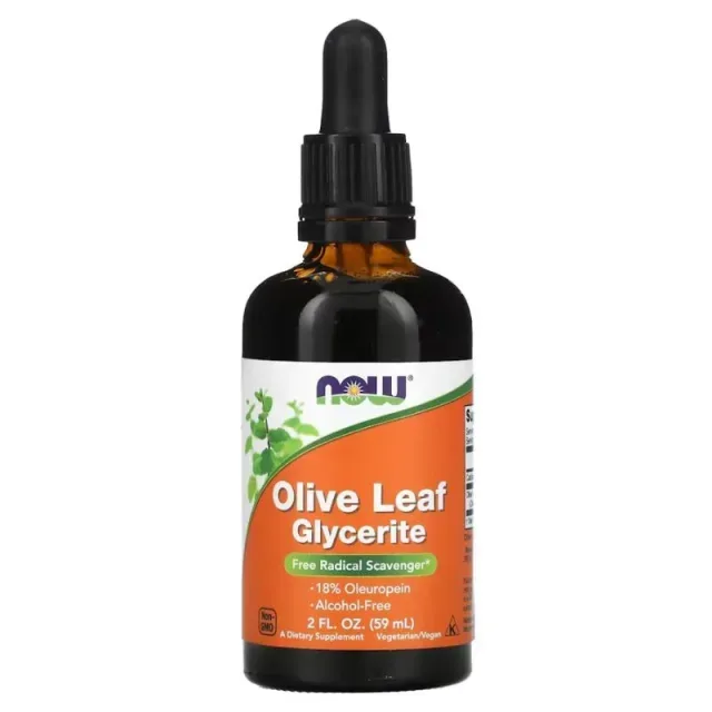 Натуральная добавка NOW Olive Leaf Glycerite, 59 мл