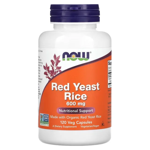 Натуральна добавка NOW Red Yeast Rice 600 mg, 120 вегакапсул