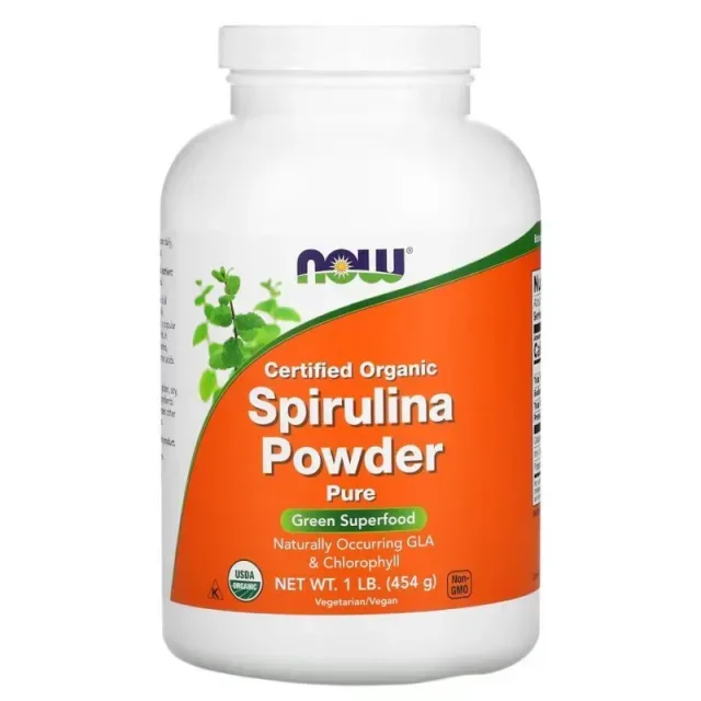 Натуральная добавка NOW Spirulina Powder Organic Certified Organic, 454 грамм