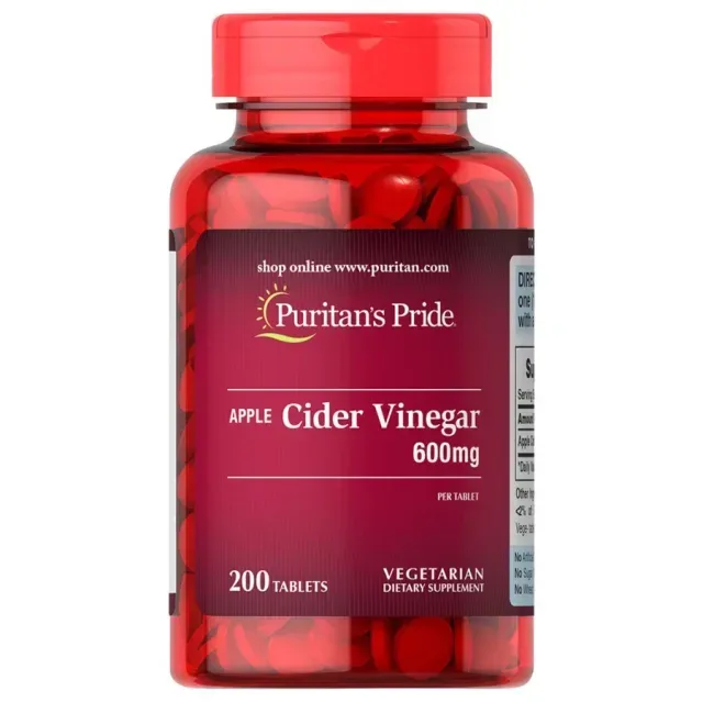 Натуральна добавка Puritan's Pride Apple Cider Vinegar 600 mg, 200 таблеток