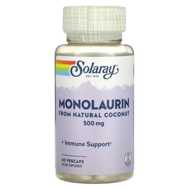 Натуральна добавка Solaray Monolaurin 500 mg, 60 вегакапсул