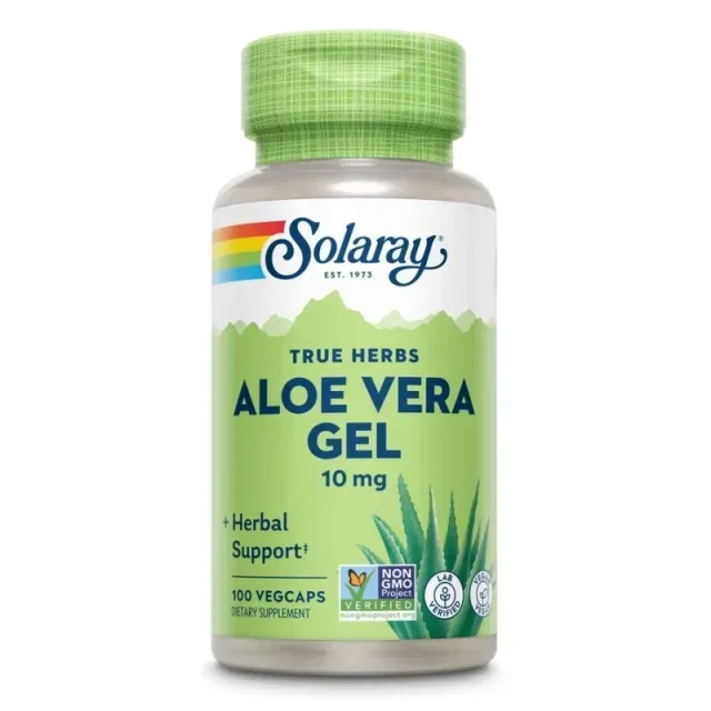 Натуральная добавка Solaray True Herbs Aloe Vera Gel 10 mg, 100 вегакапсул