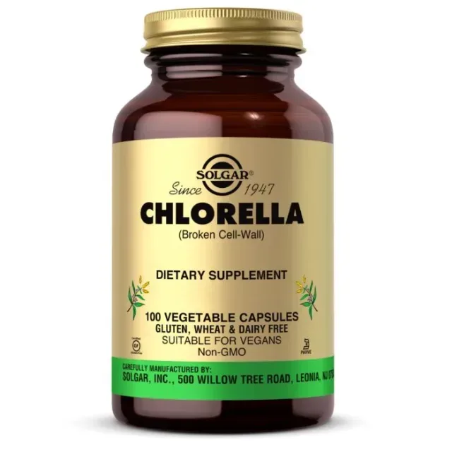 Натуральна добавка Solgar Chlorella, 100 вегакапсул