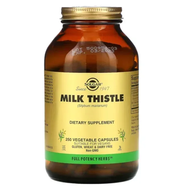 Натуральна добавка Solgar Milk Thistle, 250 вегакапсул