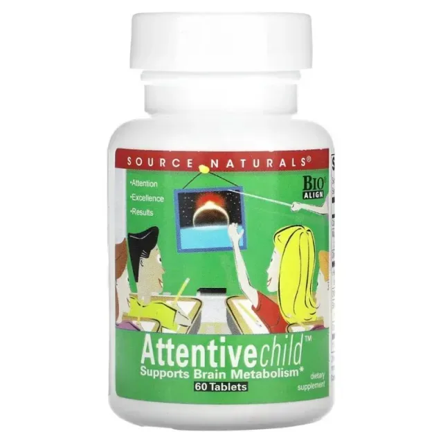 Натуральна добавка Source Naturals Attentive Child, 60 таблеток для концентрації уваги у дітей