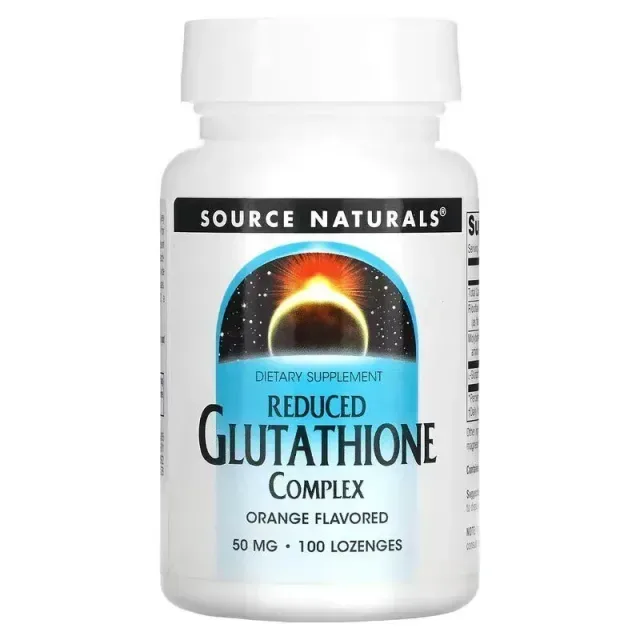 Натуральна добавка Source Naturals Reduced Glutathione Complex, 100 льодяників - Апельсин