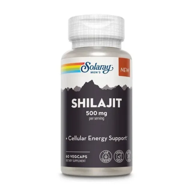 Очищений шиладжит Solaray Shilajit 500 mg, 60 вегакапсул