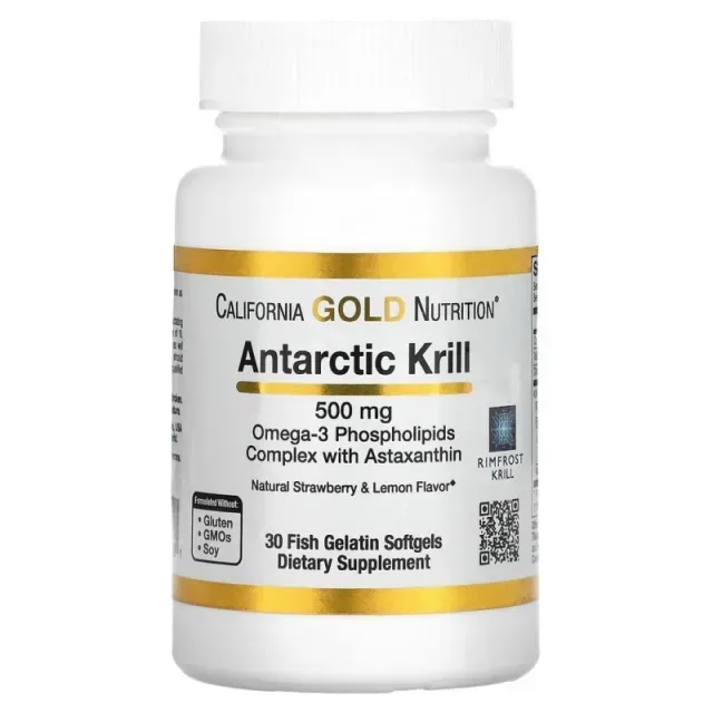 Омега 3 California Gold Nutrition Antarctic Krill Oil 500 mg, 30 капсул из масла антарктического криля