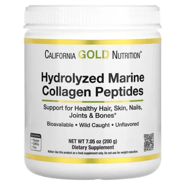 Пептиди гідролізованого морського колагену California Gold Nutrition Hydrolyzed Marine Collagen Peptides, 200 грам