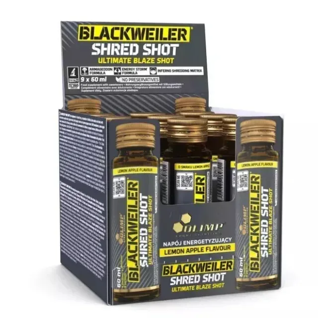 Предтренировочный комплекс Olimp Sport Nutrition BlackWeiler Shred Shot, 9*60 мл - Лимон-яблоко