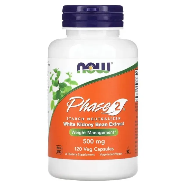 Phase 2 White Kidney Bean Extract 500 mg, 120 вегакапсул