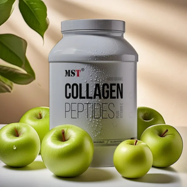 Препарат для суставов и связок MST Nutrition Collagen Peptides + Fortigel, 1кг - Зеленое яблоко