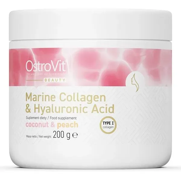 Препарат для суставов и связок OstroVit Marine Collagen + Hyaluronic Acid, 200 грамм - Кокос-персик