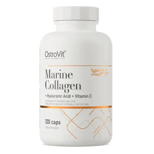 Препарат для суставов и связок OstroVit Marine Collagen with Hyaluronic Acid and Vitamin C, 120 капсул