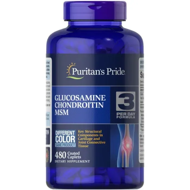 Препарат для суглобів і зв'язок Puritan's Pride Glucosamine Chondroitin MSM 3 Per Day Formula, 480 каплет