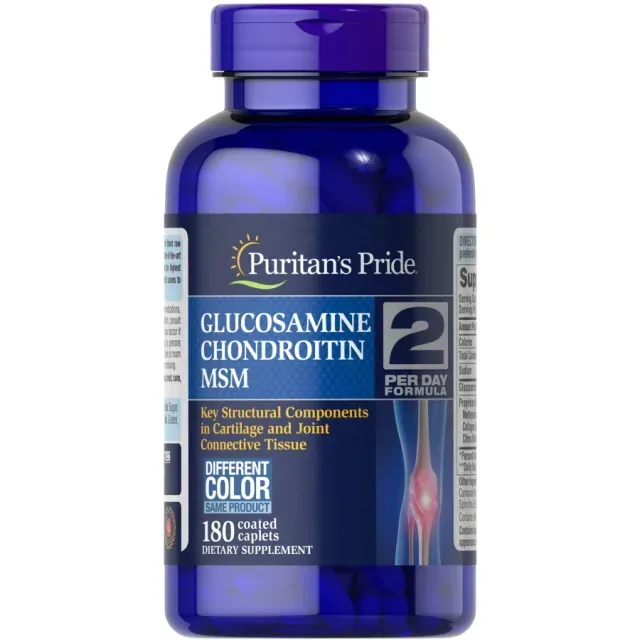 Препарат для суглобів і зв'язок Puritan's Pride Glucosamine Chondroitin MSM 2 Per Day Formula, 180 каплет