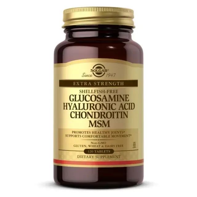 Препарат для суставов и связок Solgar Glucosamine Hyaluronic Acid Chondroitin MSM, 120 таблеток