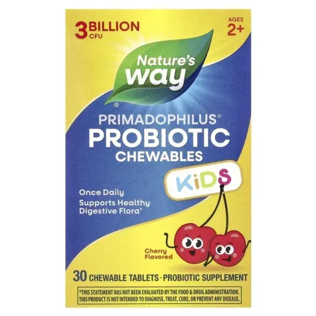 Пробиотическая смесь Nature's Way Primadophilus Kids 3 Billion CFU, 30 жевательных таблеток - Вишня для детей