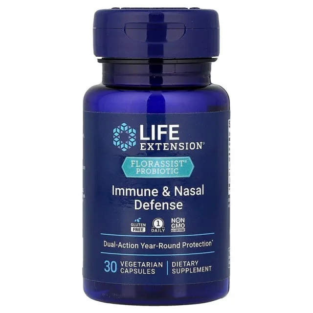 Пробіотики і пребіотики Life Extension FLORASSIST Probiotic Immune & Nasal Defense, 30 вегакапсул