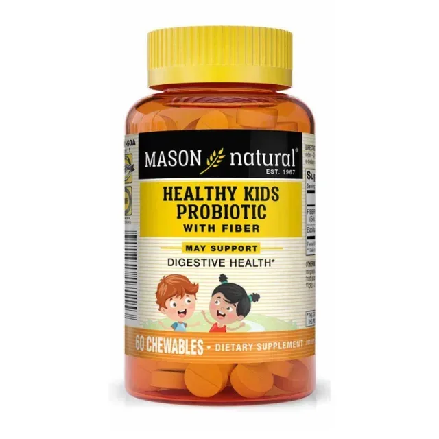Пробіотики і пребіотики Mason Natural Healthy Kids Probiotic With Fiber Chewables, 60 жувальних таблеток