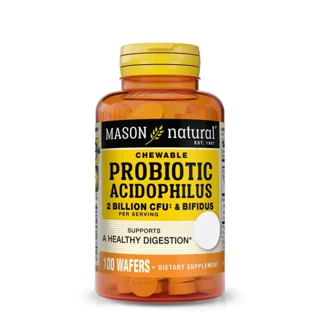 Пробіотики і пребіотики Mason Natural Probiotic Acidophilus with Bifidus 2 Billion CFU, 100 жувальних таблеток