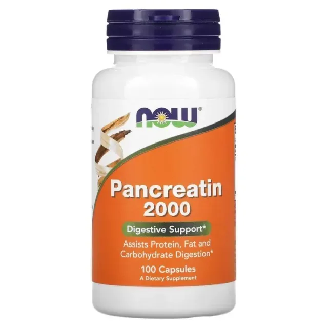 Пробіотики і пребіотики NOW Pancreatin 2000 mcg, 100 капсул