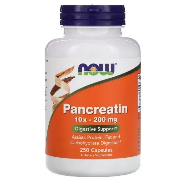 Пробиотики и пребиотики NOW Pancreatin 2000 mcg, 250 капсул