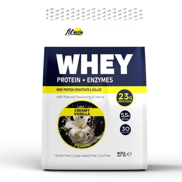 Протеїн FitWin Whey Protein + Enzymes, 900 грам - Ваніль із вершками