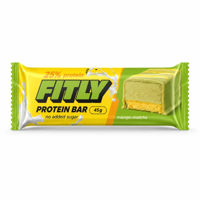 Протеїновий батончик Fitly Protein Bar 25% No Added Sugar, 45 грам - Манго-матча