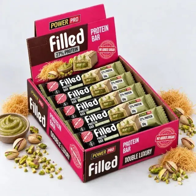 Протеїновий батончик Power Pro Filled Protein Bar 27% No Added Sugar, 10*50 грам - Фісташка-Дубай