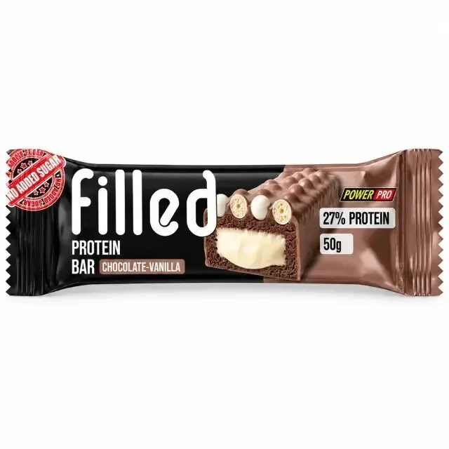 Протеїновий батончик Power Pro Filled Protein Bar 27% No Added Sugar, 50 грам - Шоколад-ваніль