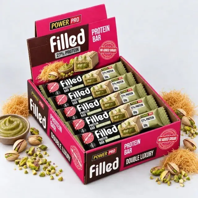 Протеїновий батончик Power Pro Filled Protein Bar No Added Sugar, 10*50 грам - Фісташка-Дубай