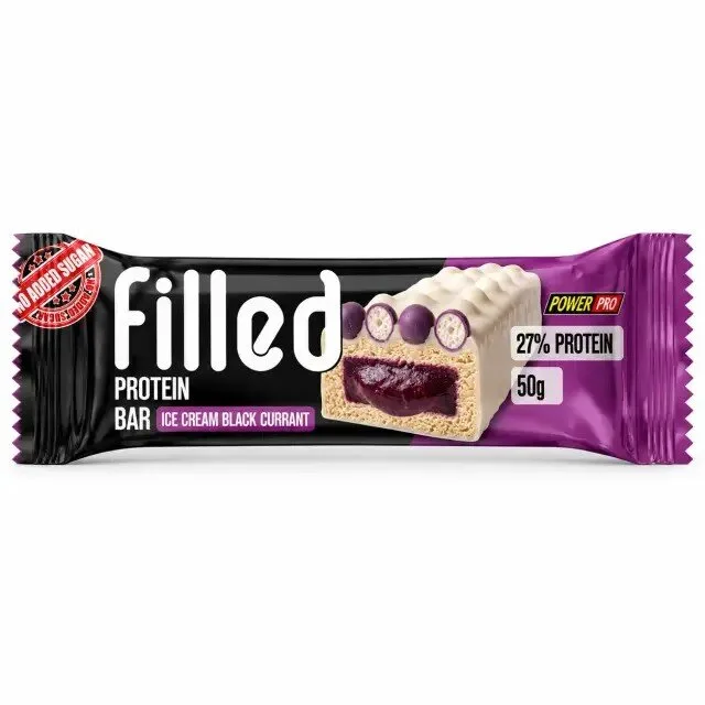 Протеїновий батончик Power Pro Filled Protein Bar No Added Sugar, 50 грам - Пломбір-чорна смородина