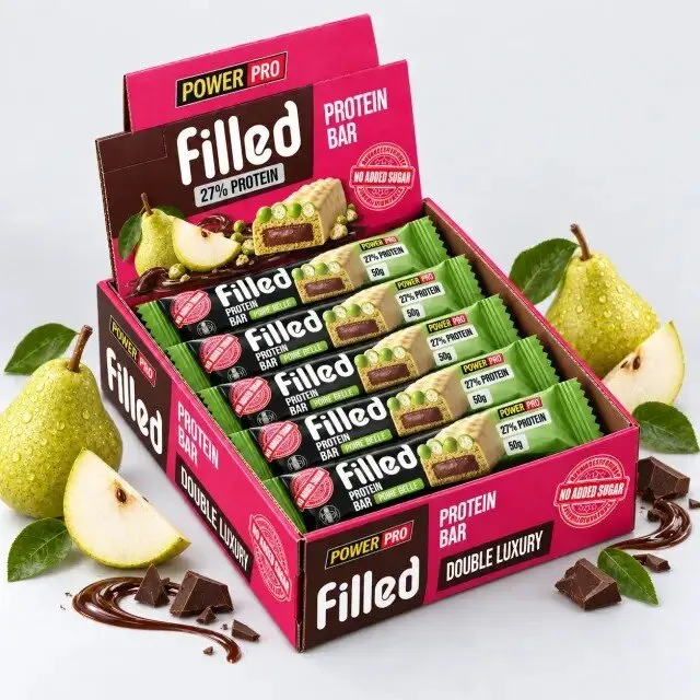 Протеїновий батончик Power Pro Filled Protein Bar No Added Sugar, 10*50 грам - Пуар Бель