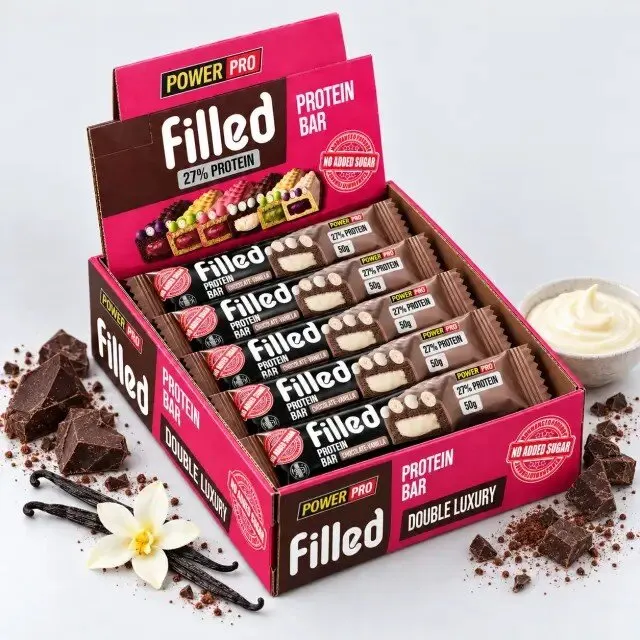 Протеїновий батончик Power Pro Filled Protein Bar No Added Sugar, 10*50 грам - Шоколад-ваніль