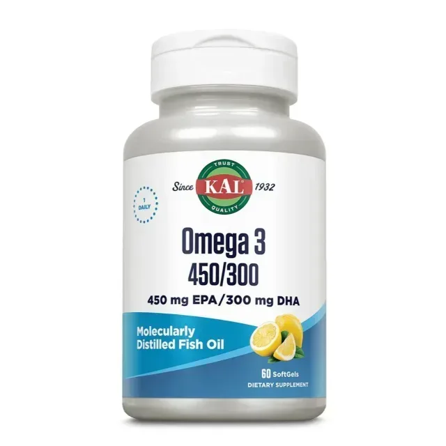 Рыбий жир KAL Omega 3 450/300, 60 капсул - Лимон