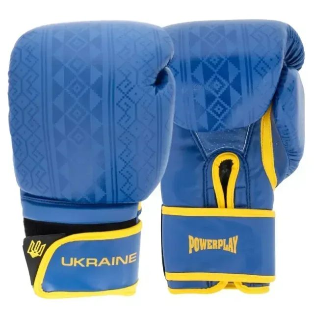 Перчатки боксерские Power Play PP 3021 Ukraine, Blue/Yellow - 10 унций
