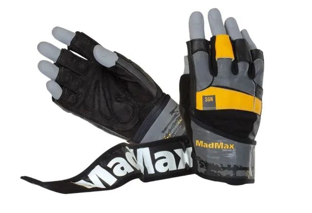 Перчатки для фитнеса MAD MAX Signature MFG 880, Black/Grey/Yellow - XL
