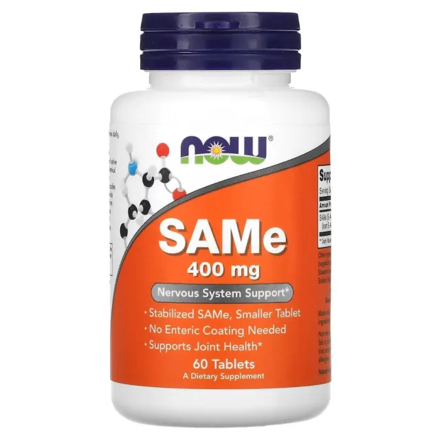 S-аденозилметіонін NOW SAMe 400 mg, 60 таблеток для бородьби зі стресом