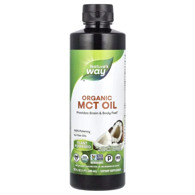 Середньоланцюгові тригліцериди з кокосової олії Nature's Way Organic MCT Oil, 480 мл