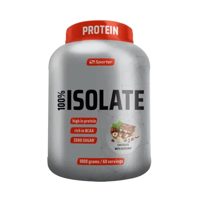 Сироватковий ізолят Sporter 100% Isolate, 1.8 кг - Шоколад-фундук