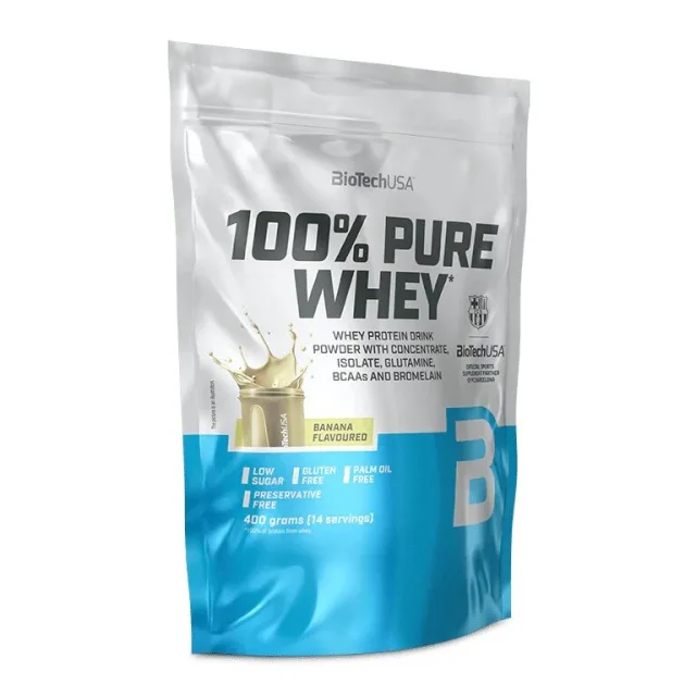Сироватковий протеїн BioTech 100% Pure Whey, 400 грам - Банан