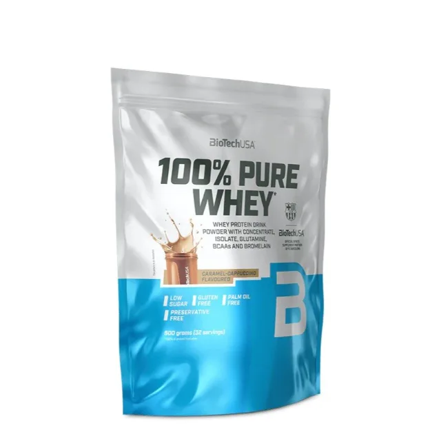 Сироватковий протеїн BioTech 100% Pure Whey, 900 грам - Карамельне капучіно