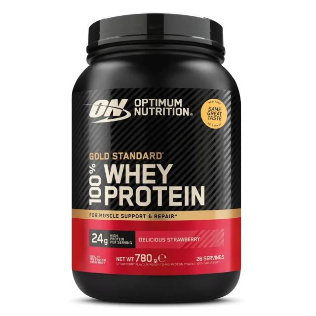 Сывороточный протеин Optimum Nutrition Gold Standard 100% Whey EU, 780 грамм - Клубника
