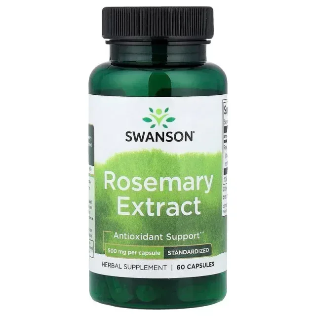 Стандартизований екстракт розмарину Swanson Rosemary Extract 500 mg, 60 капсул