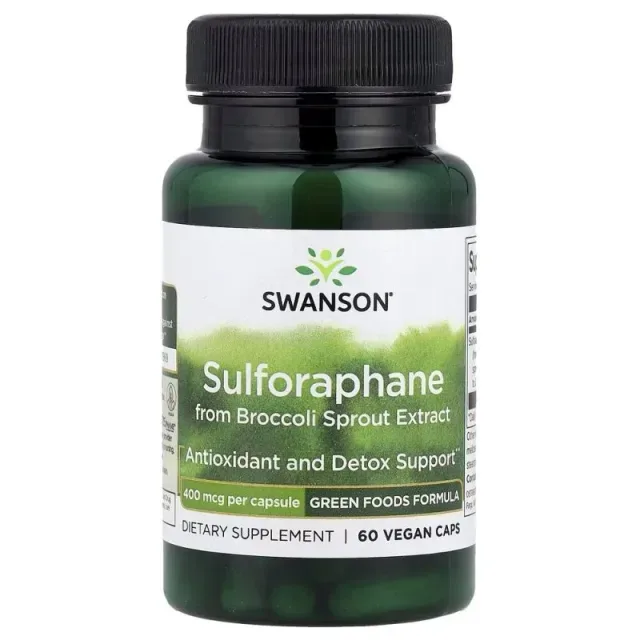 Сульфорафан Swanson Sulforaphane 400 mg, 60 вегакапсул на основі екстракту паростків броколі