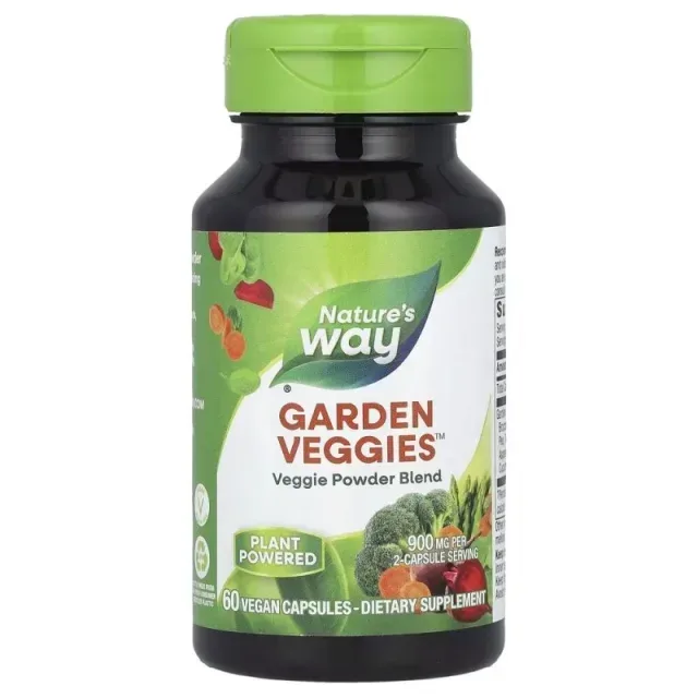 Смесь из 12 различных овощей Nature's Way Garden Veggies, 60 вегакапсул для поддержки общего здоровья