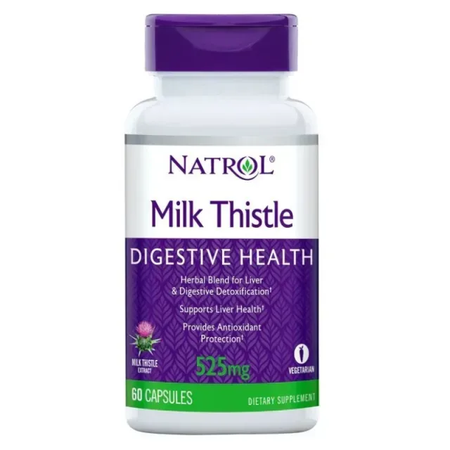 Суміш трав Natrol Milk Thistle 525 mg, 60 капсул для підтримки печінки